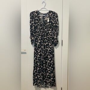 Ruched Satin Midi Dress